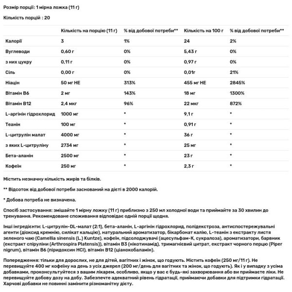 Передтренувальний комплекс, Qhush Black Pre-Workout, USN, смак синьої малини, 220 г