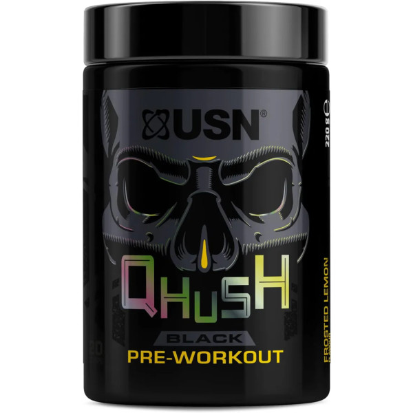 Передтренувальний комплекс, Qhush Black Pre-Workout, USN, смак лимона, 220 г