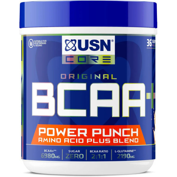 Амінокислоти BCAA+, BCAA Power Punch, USN, веганський порошок, зі смаком мандарину, 400 г