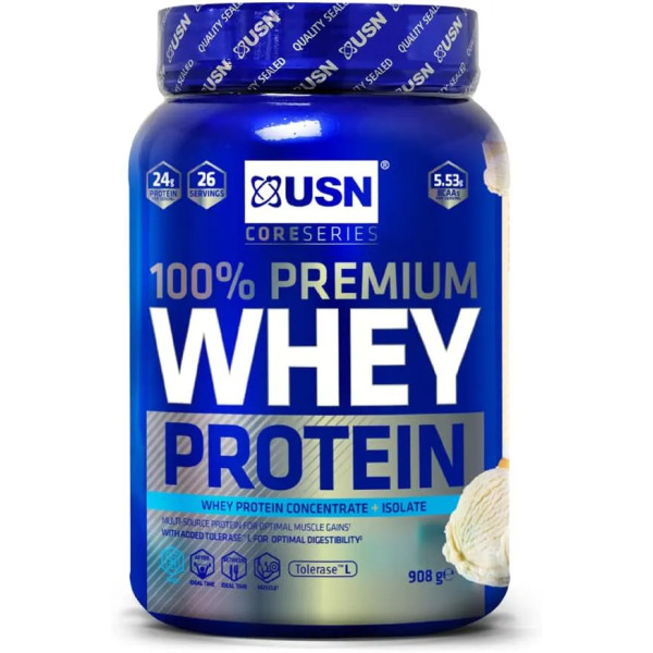 Сироватковий протеїн, 100% Premium Whey Protein, USN, преміум-класу, смак ванілі, 908 г