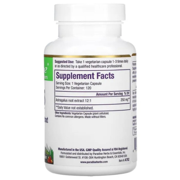 Астрагал, Astragalus, Paradise Herbs, 60 капсул