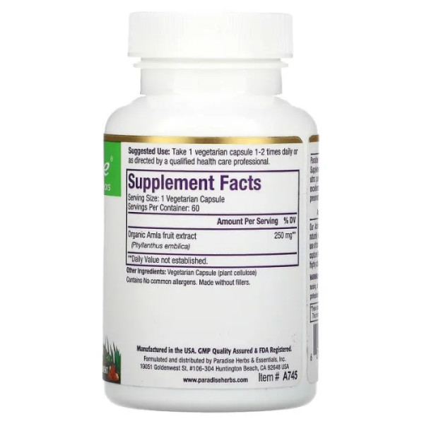 Амла, Amla, Paradise Herbs, 60 кап.