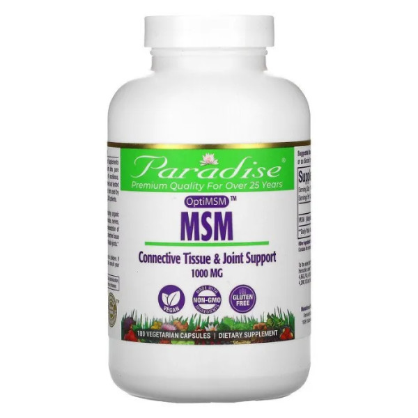 MСM (Метилсульфонилметан), MSM, Paradise Herbs, 1000 мг, 180 кап.