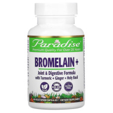 Бромелайн 500 мг, Paradise Herbs Бромелайн, 60 капсул