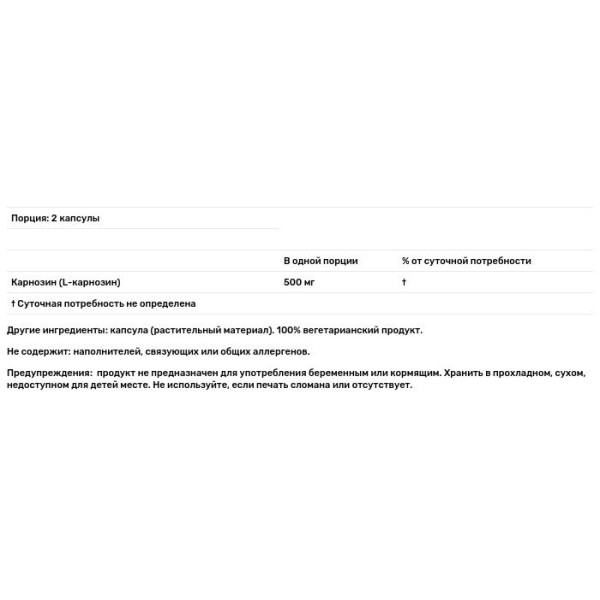 L-карнозин, Paradise Herbs, 60 капсул.