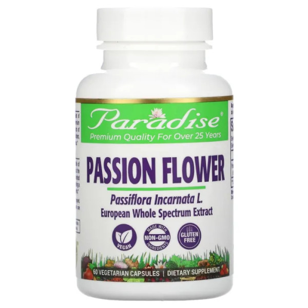 Страстоцвет, Passion Flower, Paradise Herbs, 60 капсул