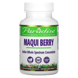 Макаї, Paradise Herbs Maqui Berry, органік, 60 капсул