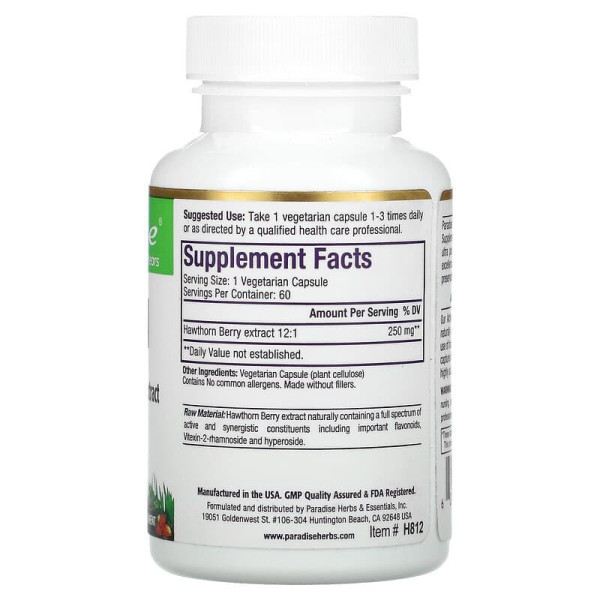 Глід Беррі, Hawthorn Berry, Paradise Herbs, 60 капсул
