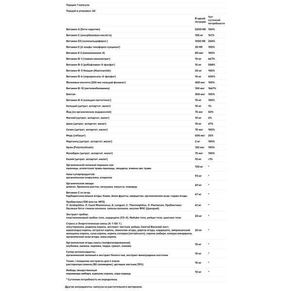 Мультивитамины без железа, Earth's Blend, Paradise Herbs, 60 капсул