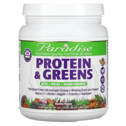 Растительный белок с зеленью, вкус ваниль, Protein & Greens Paradise Herbs, 454 г