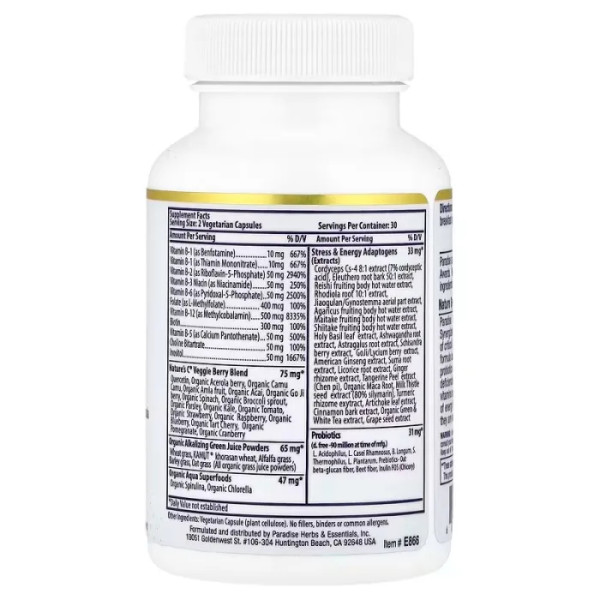 Комплекс вітамінів В з вітаміном С, B-Complex with Nature's C, Paradise Herbs, 60 вегетаріанських капсул