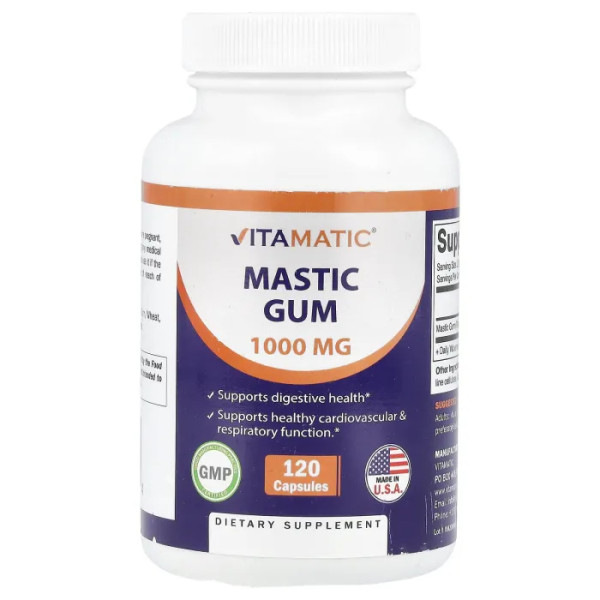 Мастикова камедь, Mastic Gum, Vitamatic, 1000 мг, 120 капсул (500 мг на капсулу)