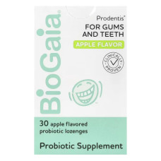 Пробіотики для ясен та зубів, Prodentis For Gums And Teeth BioGaia Prodentis, яблучний смак, 30 пастилок