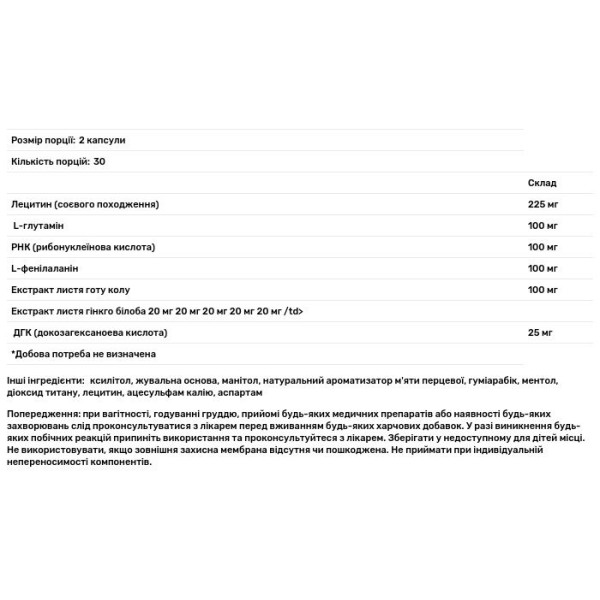 Максі-пам'ять, Maxi-Memory, Apnas Natural, 60 капсул