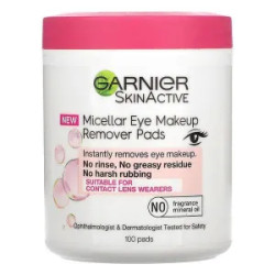 Міцелярні диски для зняття макіяжу, Micellar Eye Makeup Remover Pads Garnier, 100 шт