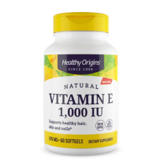 Вітамін E 1000 МЕ натуральний, суміш токоферолів, Healthy Origins Vitamin E, 60 м'яких капсул