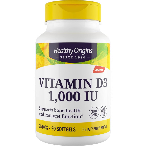 Вітамін D3, Vitamin D3, Healthy Origins, 1000 МО, 90 гелевих капсул