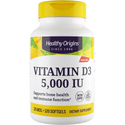 Витамин D3 5000 МЕ, Healthy Origins Vitamin D3, 120 гелевых капсул