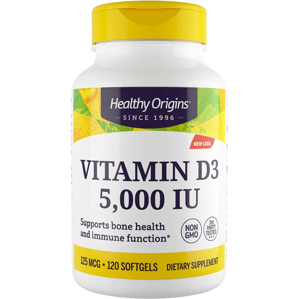 Вітамін D3, Vitamin D3, Healthy Origins, 5000 МО, 120 гелевих капсул