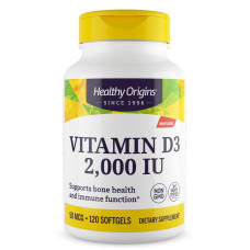 Витамин D3 2000 МО, Healthy Origins Vitamin D3, 120 гелевых капсул