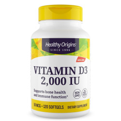 Витамин D3 2000 МО, Healthy Origins Vitamin D3, 120 гелевых капсул
