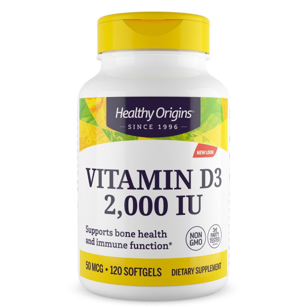 Вітамін D3, Vitamin D3, Healthy Origins, 2000 МО, 120 гелевих капсул
