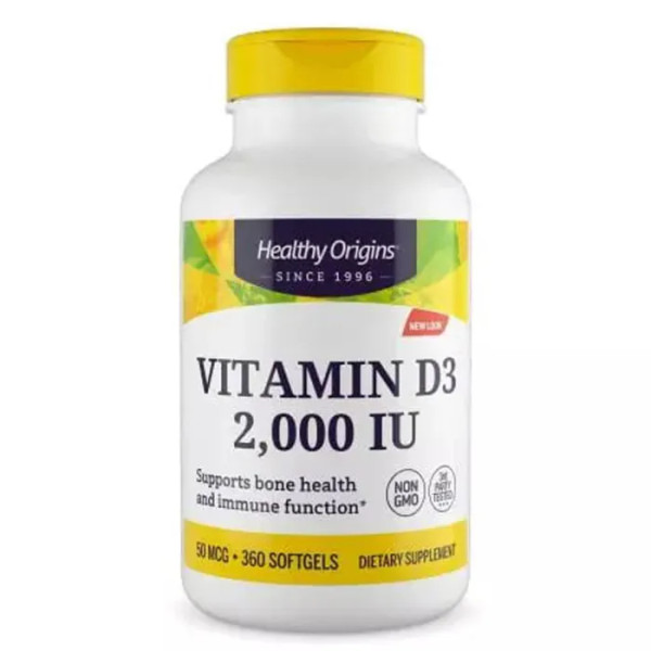 Вітамін D3 в маслі МСТ, Vitamin D3 in MCT Oil, Healthy Origins, 2000 МО, 360 гелевих капсул