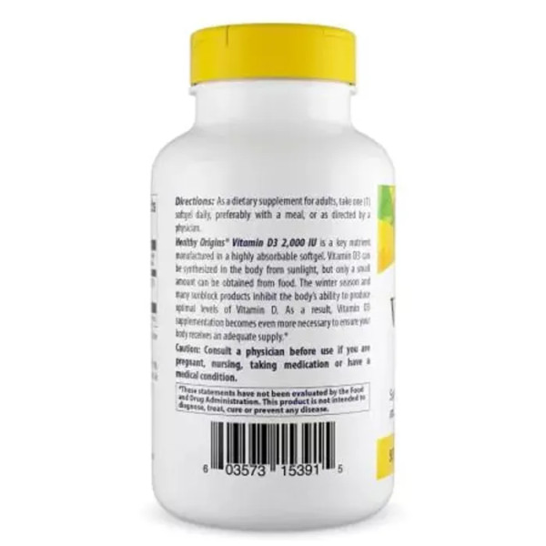 Вітамін D3 в маслі МСТ, Vitamin D3 in MCT Oil, Healthy Origins, 2000 МО, 360 гелевих капсул