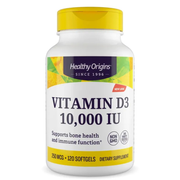 Вітамін D3 з олією МСТ, Vitamin D3, Healthy Origins, 10000 МО, 120 гелевих капсул