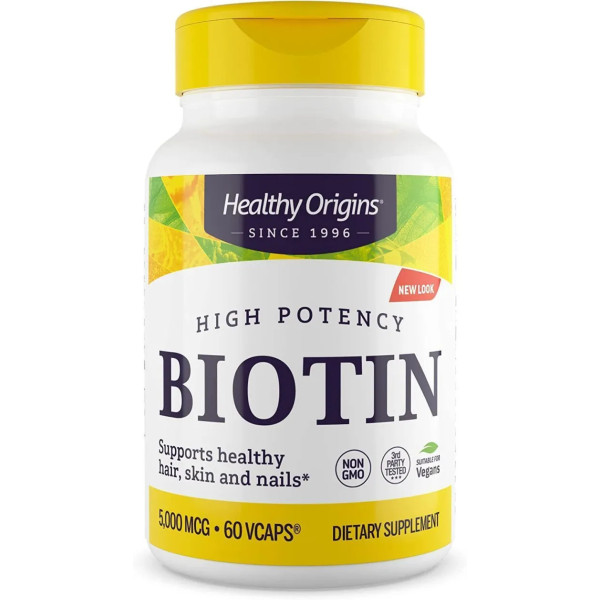 Біотин, Biotin, Healthy Origins, 5000 мкг, 60 капсул
