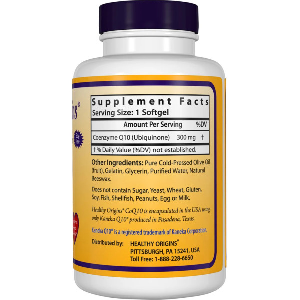 Коензим Q10, CoQ10 (Kaneka Q10), Healthy Origins, 300 мг, 30 гелевих капсул