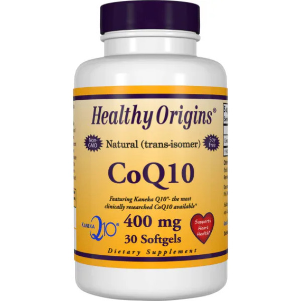 Коензим Q10, CoQ10 (Kaneka Q10), Healthy Origins, 400 мг, 30 гелевих капсул