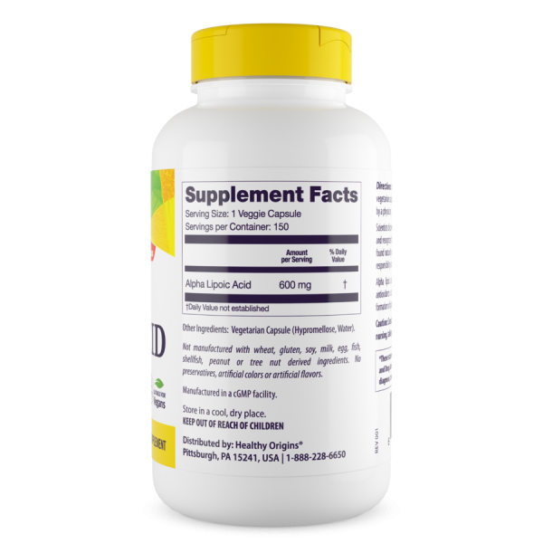 Альфа-ліпоєва кислота, Alpha Lipoic Acid, Healthy Origins, 600 мг, 150 капсул