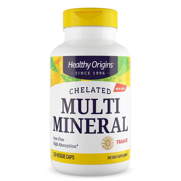Хелатований мультімінерал, Chelated Multi Mineral, Healthy Origins, без заліза, 120 кап.