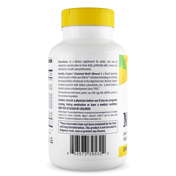 Хелатований мультімінерал, Chelated Multi Mineral, Healthy Origins, без заліза, 120 кап.