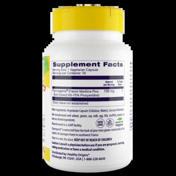 Пікногенол, Pycnogenol, Healthy Origins, 100 мг, 30 капсул