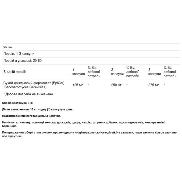 Епікор для дітей, EpiCor for Kids, Healthy Origins, 125 мг, 60 капсул