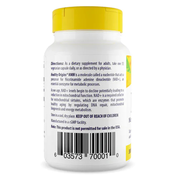 Нікотинамід мононуклеотид, НМН, Nicotinamide Mononucleotide, NMN, Healthy Origins, 300 мг, 60 вегетаріанських капсул