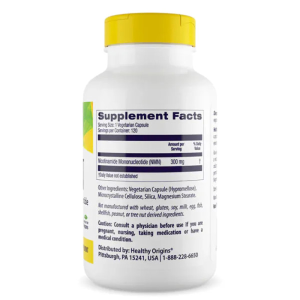 Нікотинамід мононуклеотид, НМН, Nicotinamide Mononucleotide, NMN, Healthy Origins, 300 мг, 120 вегетаріанських капсул
