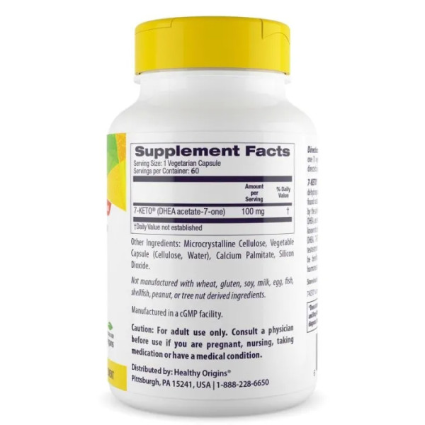 7 кето Дегідроепіандростерон, 7-Keto, Healthy Origins, 100 мг, 60 капсул