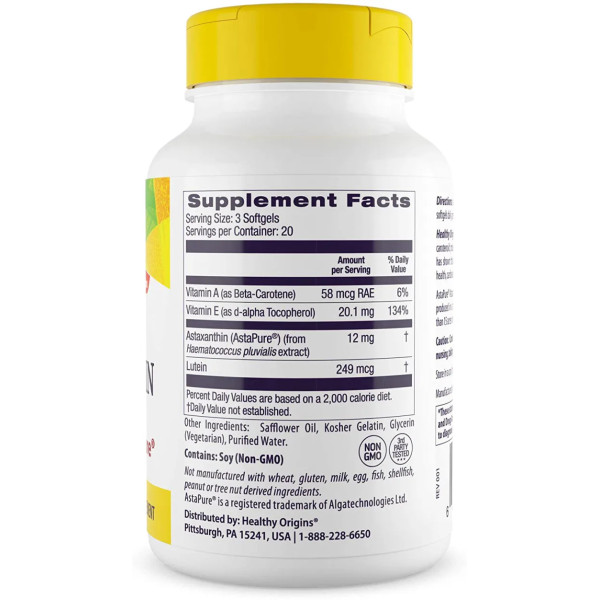 Астаксантин, Astaxanthin, Healthy Origins, 4 мг, 60 гелевих капсул