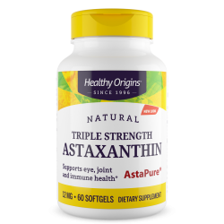 Астаксантин 12 мг, Healthy Origins Astaxanthin, 60 гелевих капсул