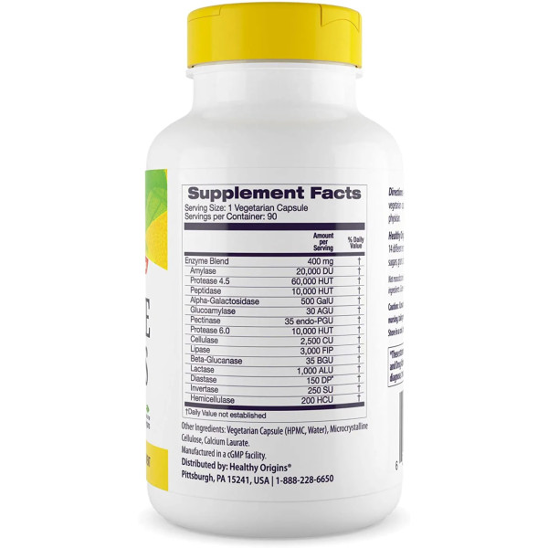 Ферменти для травлення, Digestive Enzymes, Healthy Origins, 90 капсул