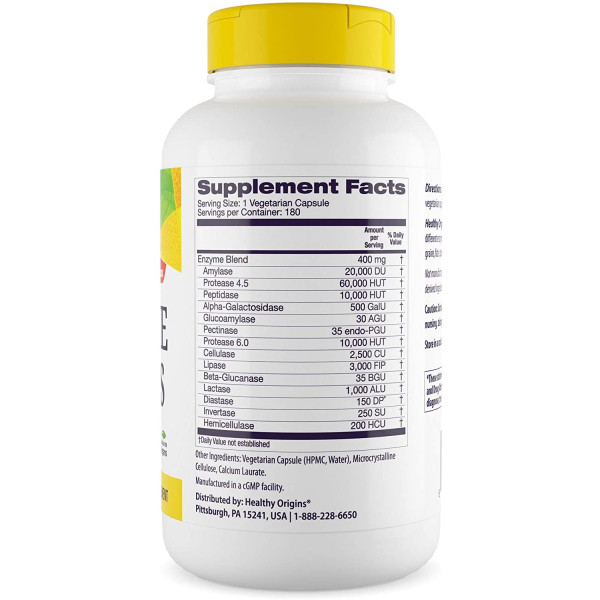 Ферменти для травлення, Digestive Enzymes, Healthy Origins, 180 капсул