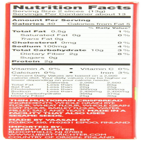 Мультизлакові хрусткі хлібці, Multigrain Sourdough Rye Thins, Finn Crisp, із житньої закваски, 175 г.