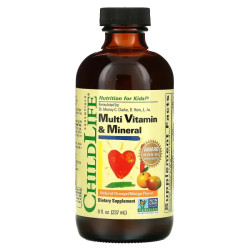 Мультивітаміни та мінерали для дітей, ChildLife Multi Vitamin & Mineral, смак апельсин-манго, 237 мл.