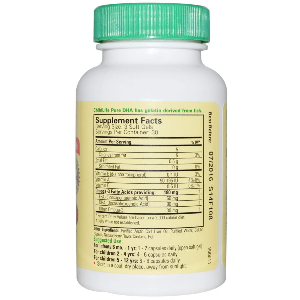 Риб'ячий жир для дітей (Pure DHA Chewable), ChildLife, ягоди, 90 гелевих капсул