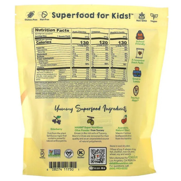 Печиво, суперфуд для дітей, Super-Child Cookies, ChildLife, асорти смаків, 5 шт. х 27 г