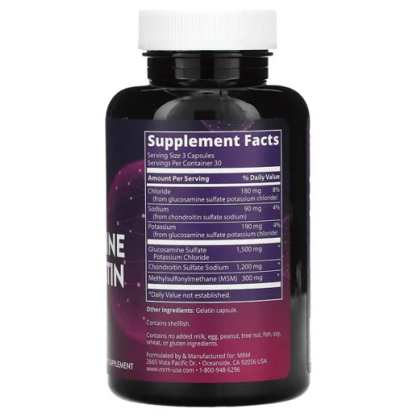 Глюкозамін, хондроїтин та MSM, Glucosamine Chondroitin MSM, MRM, 90 капсул