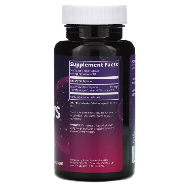 Звіробій, St. John's Wort, MRM, 60 веганських капсул